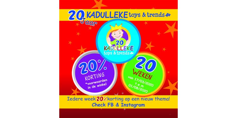 Verjaardagsactie 20 jaar Kadulleke 20% korting op thema van de week!