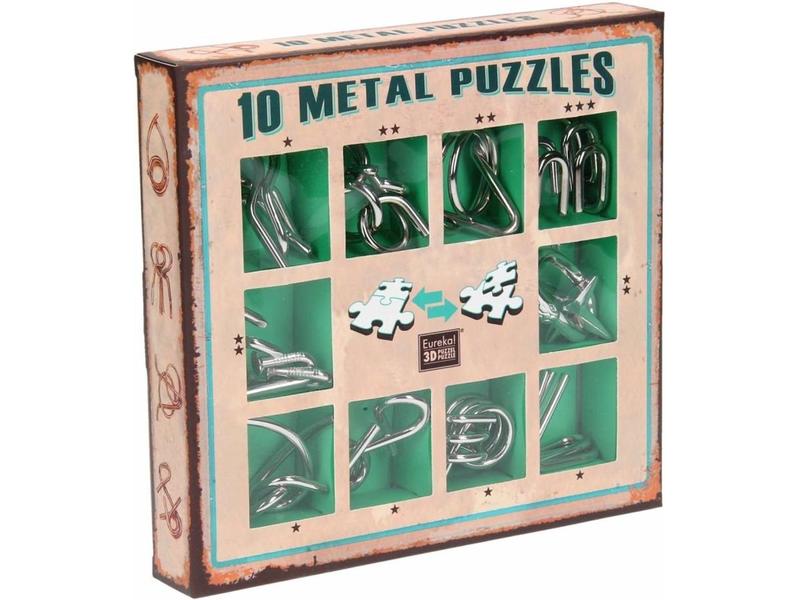 Metal Puzzle set - 10 Metalen Puzzels Set Groen