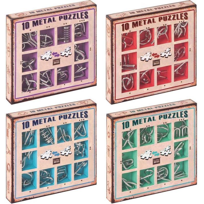 Metal Puzzle set - 10 Metalen Puzzels Set Rood