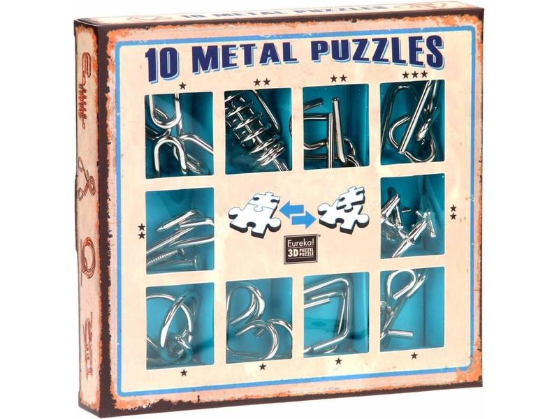 Metal Puzzle set - 10 Metalen Puzzels Set Blauw 