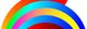 Kleurrijke concentrische cirkelbogen in regenboogkleuren die een halve cirkel vormen tegen een witte achtergrond