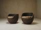 Sculptural mid-century handcarved lounge chairs