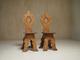 Pair of geometric inlaid sgabello chairs