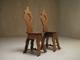 Pair of geometric inlaid sgabello chairs