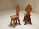 Pair of geometric inlaid sgabello chairs