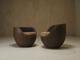 Sculptural mid-century handcarved lounge chairs