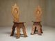 Pair of geometric inlaid sgabello chairs