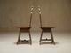 Pair of geometric inlaid sgabello chairs