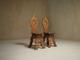 Pair of geometric inlaid sgabello chairs