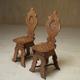 Pair of geometric inlaid sgabello chairs