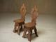Pair of geometric inlaid sgabello chairs