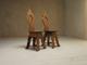 Pair of geometric inlaid sgabello chairs