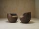 Sculptural mid-century handcarved lounge chairs