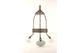 Messing art deco hangkroon met ringmotief en porseleinen kappen