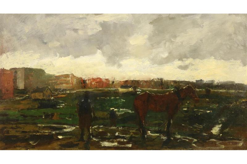 Painting: Building site north of the Overtoom, Amsterdam, after the rain