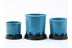 Serie van 3 ronde blauwe graniver cactuspotten', A.D. Copier, Glasfabriek Leerdam