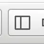 Grijs bedieningspaneel met minimalistisch vierkant pictogram, mogelijk een venster- of bewerkingsknop in een interface