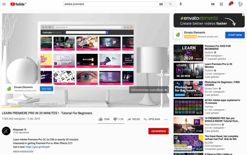 Pre roll advertentie in YouTube Voorbeeld pre roll ad